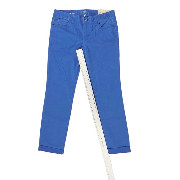 LOFT Modern Straight Crop Cuffed Chino Pants Periwinkle Blue Mid Rise Size 4 - Picture 3 of 8